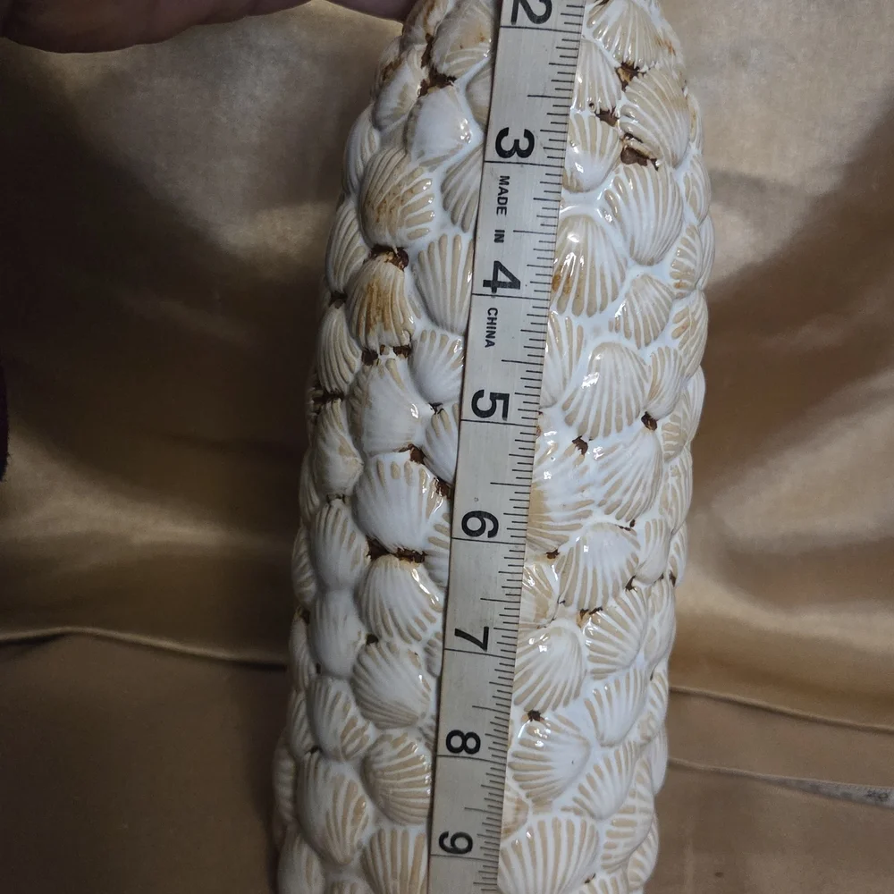 Coastal Seashell Encrusted Vase Home Decor Beach House Boho